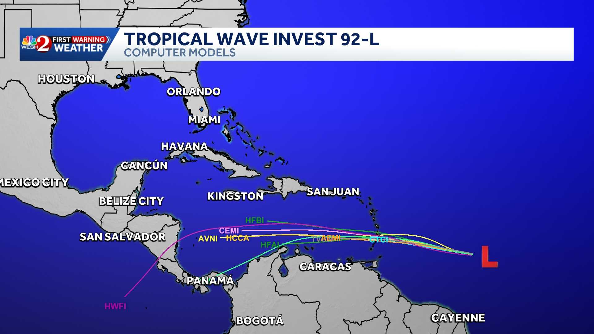 Tracking Invest 92-L: Maps, spaghetti models โ WESH 2 Orlando, Winter Park Community news
