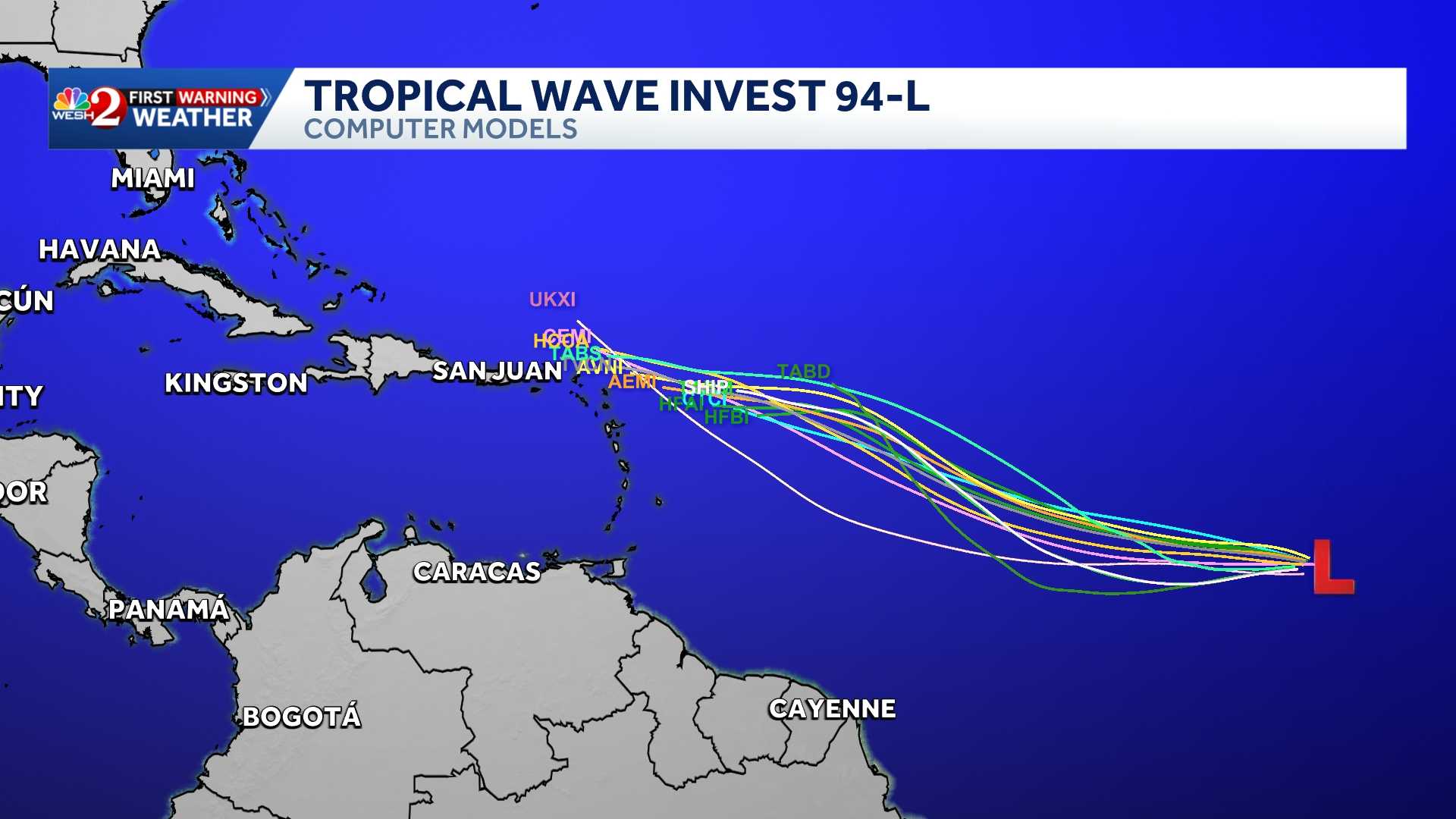 Tracking Invest 94-L: Maps, spaghetti models โ WESH 2 Orlando, Winter Park Community news